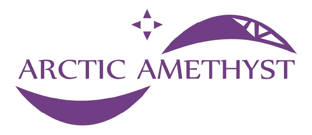 Amethyst mine logo Lammas jonka ympärillä on teksti Arctic wool experience center